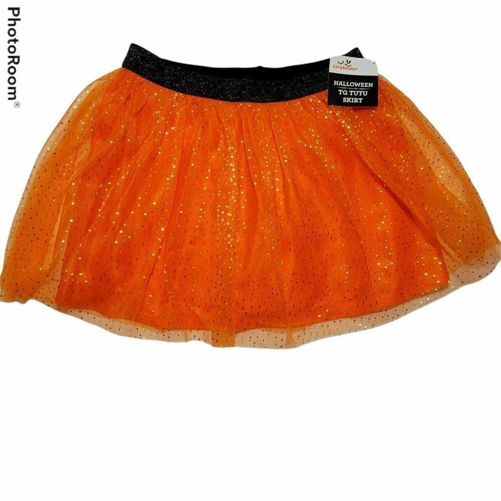 Halloween Orange/Gold Polka Dot Tutu Skirt Girl 4T